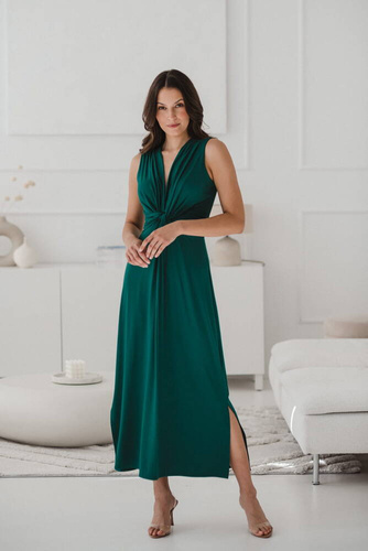 Sukienka ciążowa i do karmienia krótki rękaw Loop maxi Milk&Love butelkowa zieleń