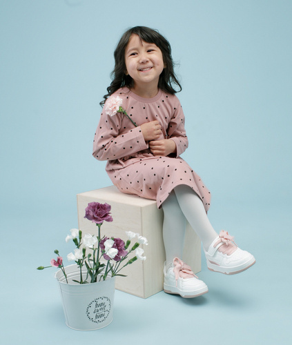 Sukienka z długim rękawem Tres Bien Pinokio - róż groszki