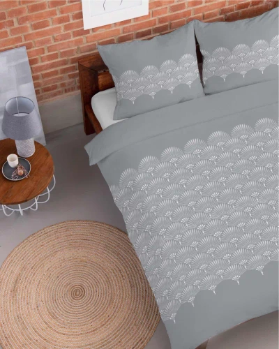 Pościel flanelowa rozeta ornamenty 4951 B Detexpol szary