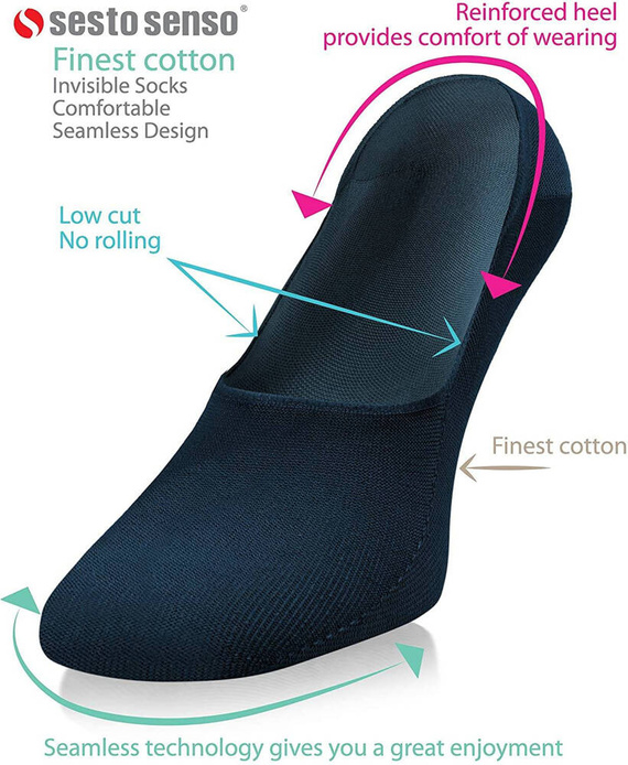 Stopki męskie niewidoczne mokasynki balerinki Sesto Senso granatowy