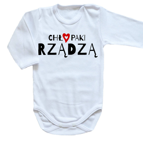 Body długi rękaw "CHŁOPAKI RZĄDZĄ" Moocha biały