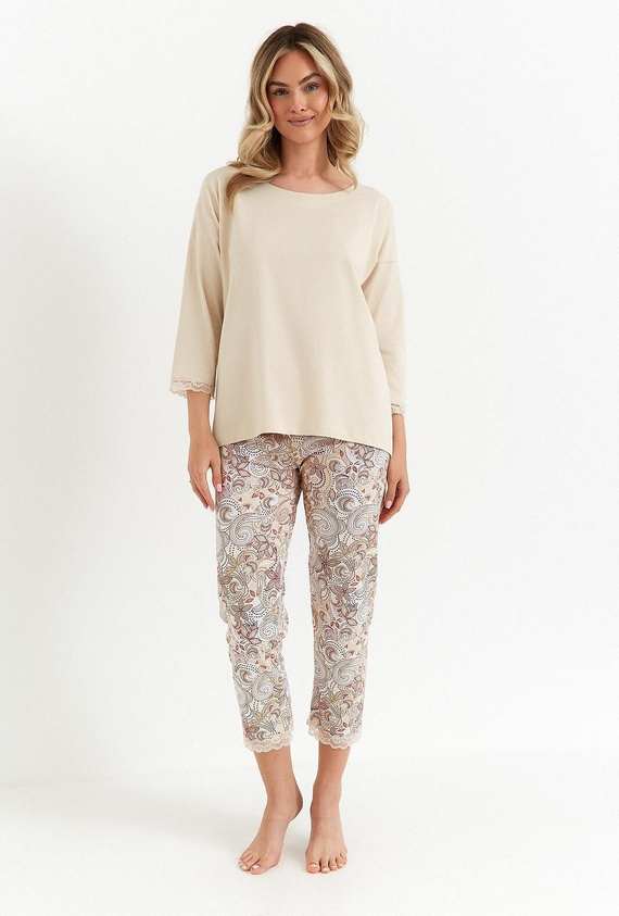 Cana 486 piżama damska bawełniana waniliowa 3/4 rękaw, spodnie 7/8