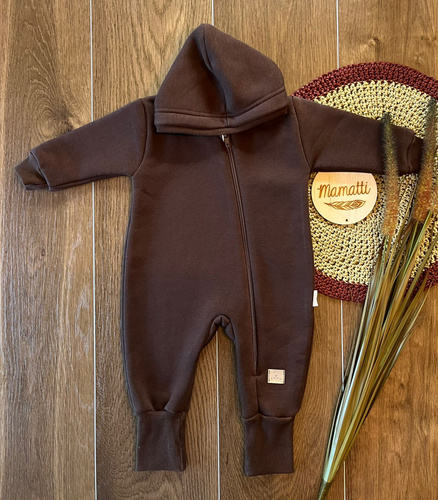 Kombinezon dziecięcy Mamatti KS118 czekoladowy – kaptur i suwak