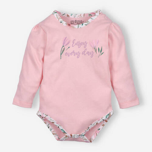 Body z bawełny organicznej Pink Flowers Nini różowy