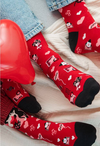 079 Skarpety Męskie Nie Do Pary Walentynkowe More 034 czerwony