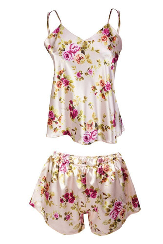 Komplet piżama damska Flowers  DKaren -DK-KK 4 ecru