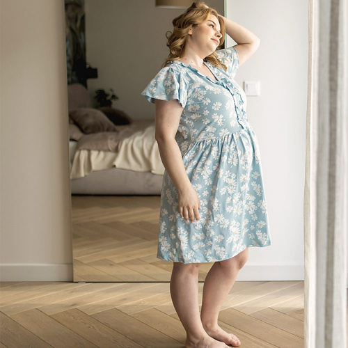Koszula Nocna ciążowa i do karmienia Linda  Eevi- niebieska 