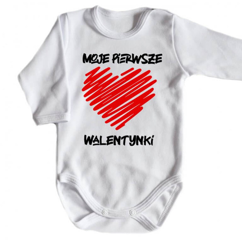 Body długi rękaw "Moje pierwsze Walentynki" Moocha czerwony