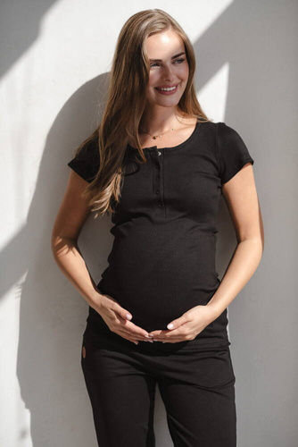 Bluzka ciążowa i do karmienia Tummy z krótkim rękawem Milk&Love czarny 