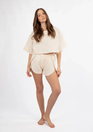 Komplet bawełniany DK-K-W02 Dkaren - ecru