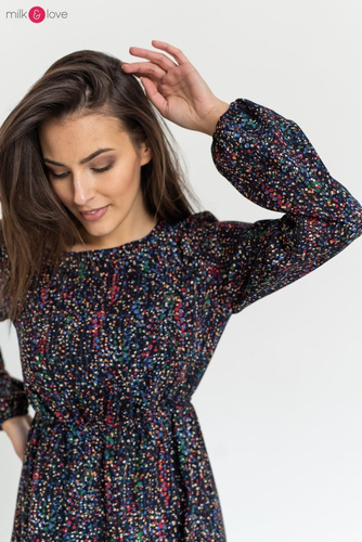 Sukienka ciążowa i do karmienia Lovely Dress Milk&Love granatowa w print