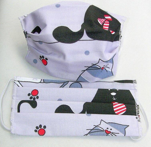 Maseczka dwuwarstwowa Karo - 135A szare kolorowe kwiaty