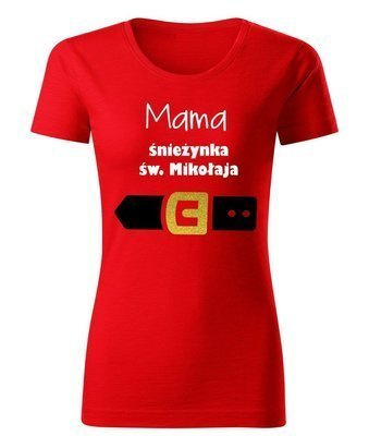 Koszulka damska świateczna "Mama śnieżynka św. Mikołaja" Moocha