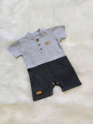 Rampers pajac letni "Mieszko" Bambarillo szary-grafitowy 