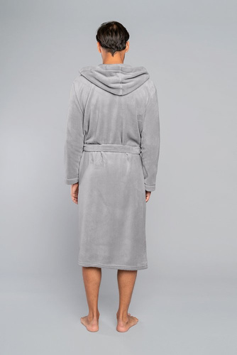 Szlafrok męski z kapturem Mimas Italian Fashion- szary 