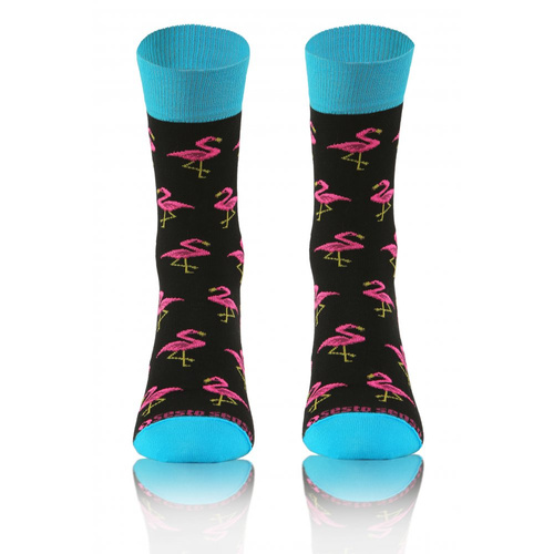 Flamingi Skarpety długie finest cotton dwie różne Sesto Senso czarny