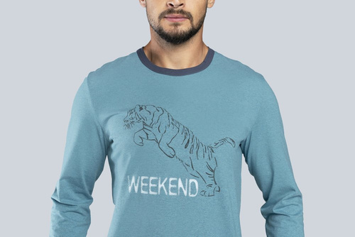 Piżama męska długi rękaw, spodnie Lion Italian Fashion - rudy/grafit