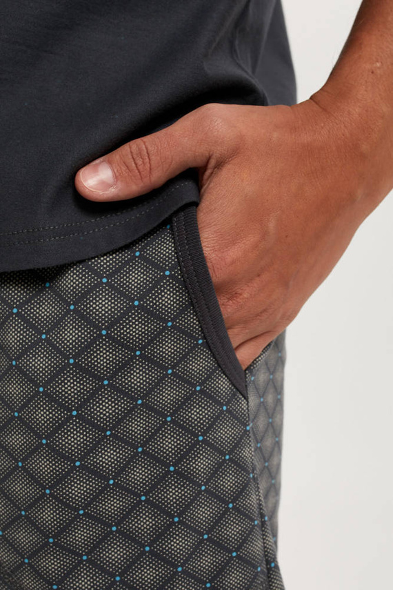 Piżama Męska krótki rękaw, spodenki Abel Italian Fashion - grafitowy/druk