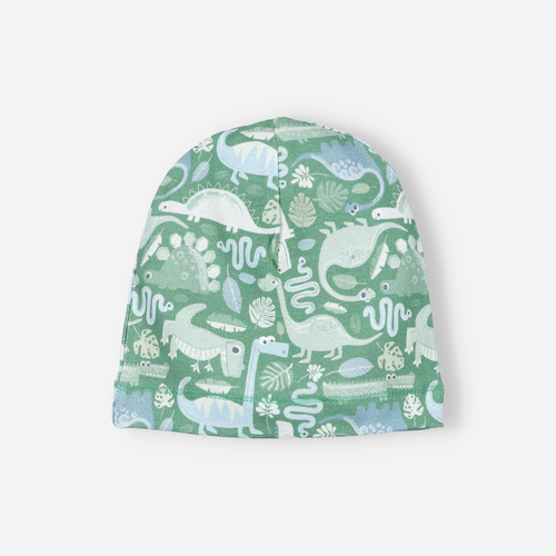 Czapka niemowlęca z bawełny organicznej Green Dinosaurs Nini 