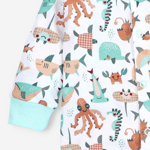 Pajacyk z bawełny organicznej Morskie Zwierzątka Nini druk