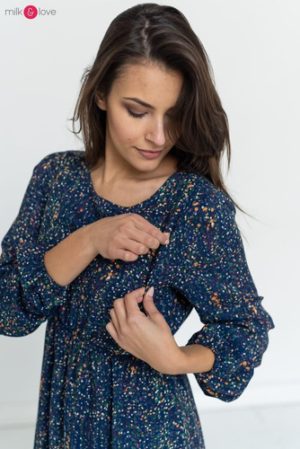 Sukienka ciążowa i do karmienia Lovely Dress Milk&Love granatowa w print