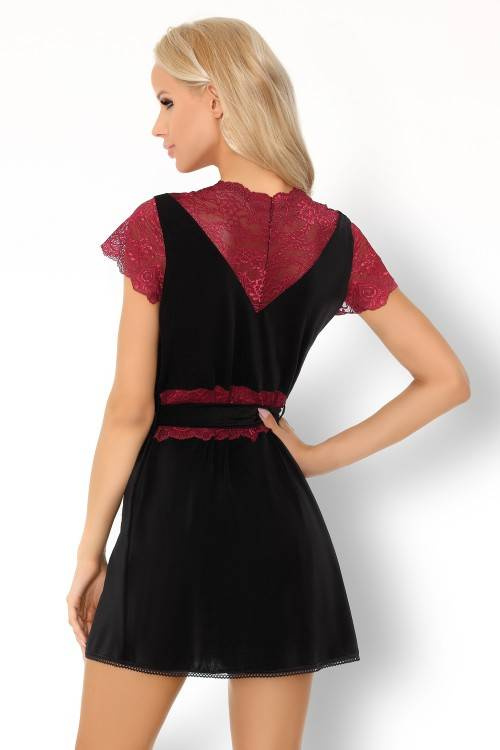 Szlafrok damski Kumiko LC 90428 Pink Rosses Collection LivCo Corsetti