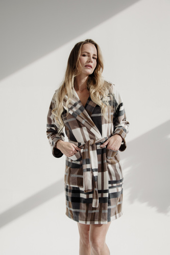 Szlafrok Kocyk 031 De Lafense – miękki polarowy szlafrok dla kobiet, które kochają przytulność, niebieski