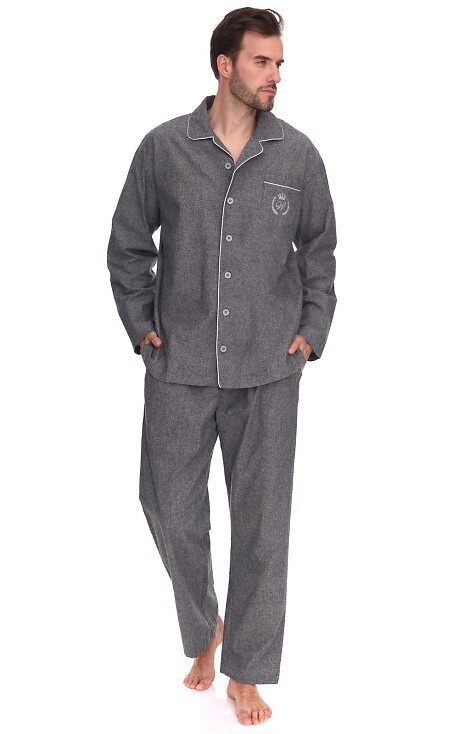 Piżama Zeus 2533 L&L – męska, bawełniana, melanżowa, koszulowa