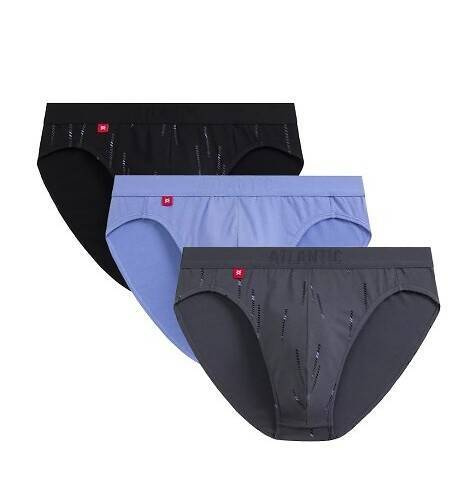 Slipy męskie 3MP-193 A'3 Atlantic- czarny-denim-grafitowy