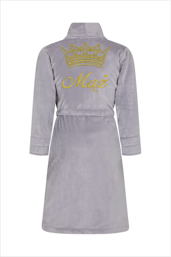 Szlafrok męski Mąż + Korona ByShelly - jasny szary/złoty