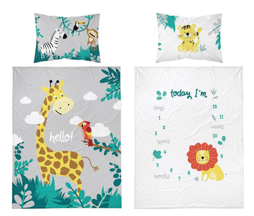 Pościel bawełniana do łóżeczka 3945 B Mayamoo 105 żyrafy Detexpol szary