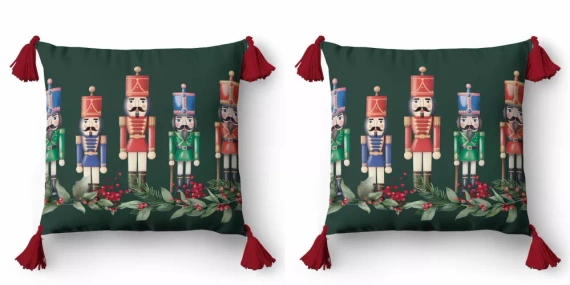 5378 A Christmas Deco Detexpol dziadek do orzechów Nutcracker – poszewka dekoracyjna świąteczna 45x45, Panama, zamek błyskawiczny