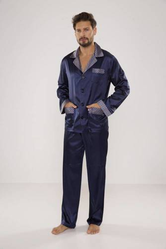 939 Piżama Męska Satyna-granatowy
