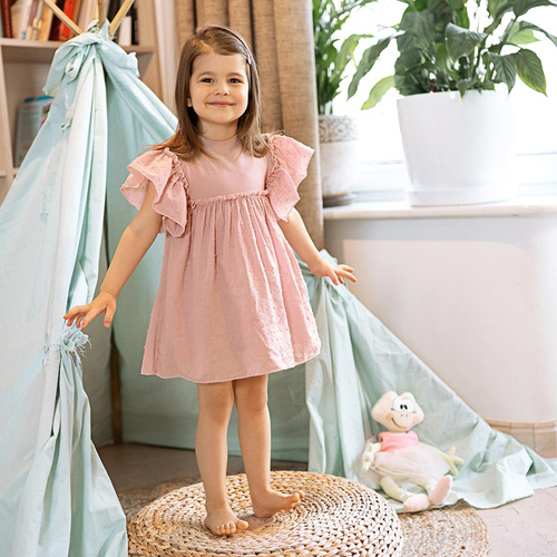 Sukienka z marszczeniem Swan Ewa Klucze - róż 