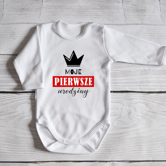 Body długi rękaw "Moje pierwsze urodziny" Moocha białe