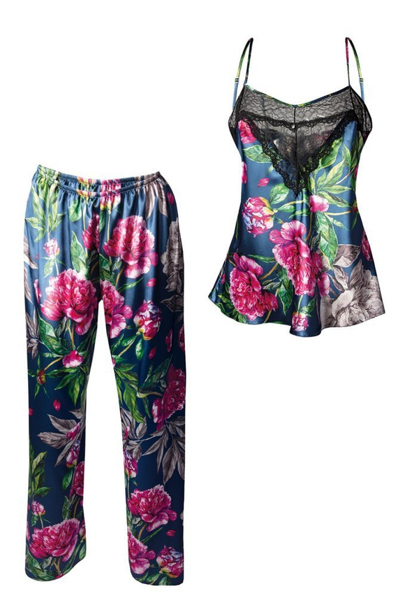 Piżama Damska Satynowa Flowers DKaren - DK-KC 6 ecru