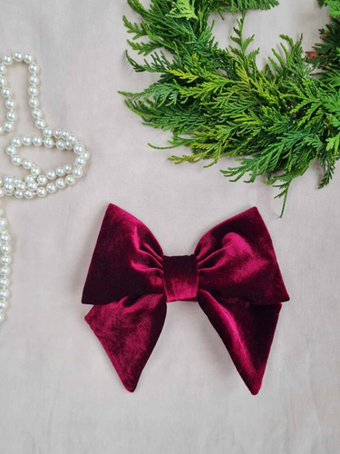 Welurowa kokarda do włosów KB16 Marija - bordowy