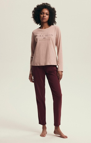 Bawełniana piżama damska Henderson Dorla 43733 – koszulka dł. rękaw + spodnie