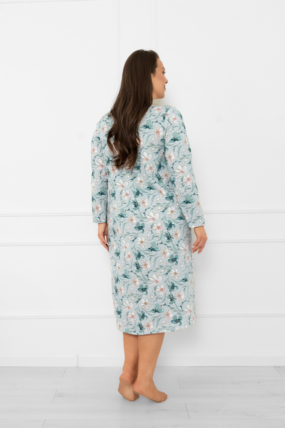 Damska koszula nocna Sekwoja – 100% bawełna, długi rękaw, nadruk kwiatowy Italian Fashion