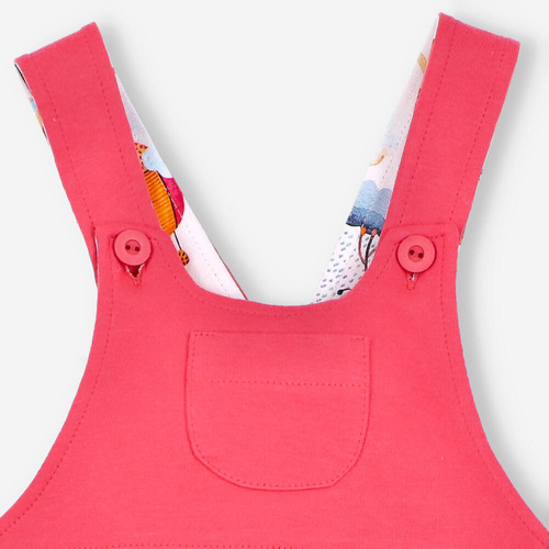 Spodnie ogrodniczki z bawełny organicznej Kolorowy Las Nini malinowy 