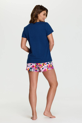 Piżama damska 6 Senizo granatowy kwiaty