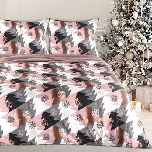 Pościel świąteczna choinki z mikrowłókna Aura Eurofirany różowy
