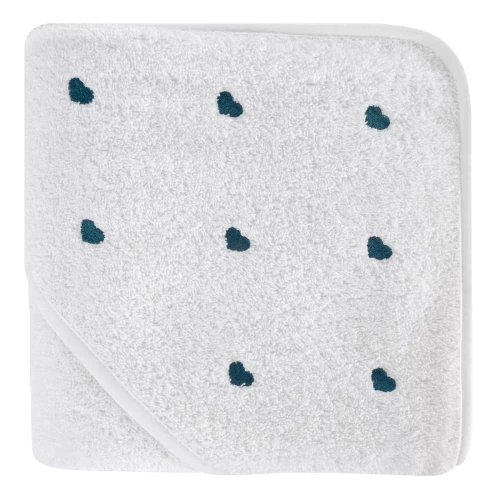 Niemowlęce okrycie kąpielowe Baby 58 Serca Eurofirany biały/niebieski 