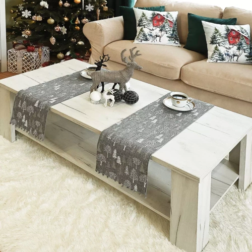 Bieżnik świąteczny Zimowa magia Markizeta szary