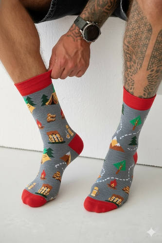 Skarpety męskie Milena 0125.053 Trekking – wygodne i wzorzyste, Melanż