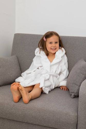 Szlafrok dziecięcy z uszami Teddy ByShelly - biały