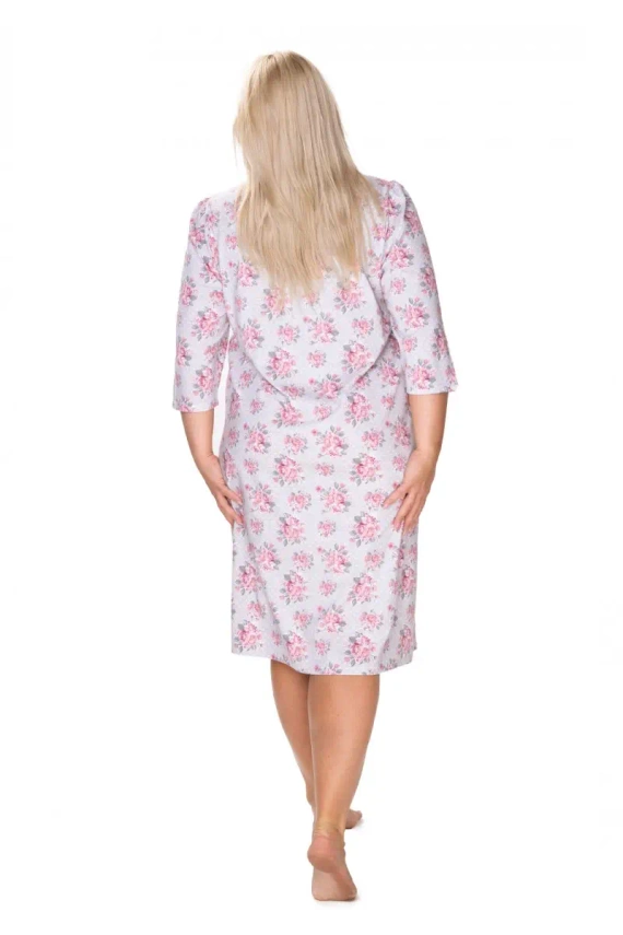 Koszula nocna 86306 Ingrid z rozpinanym dekoltem Mewa kwiaty