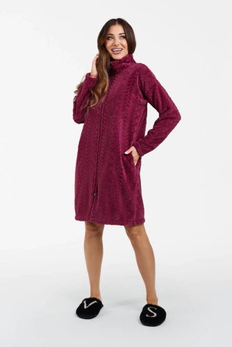 Szlafrok damski na zamek Rena Italian Fashion - bordowy