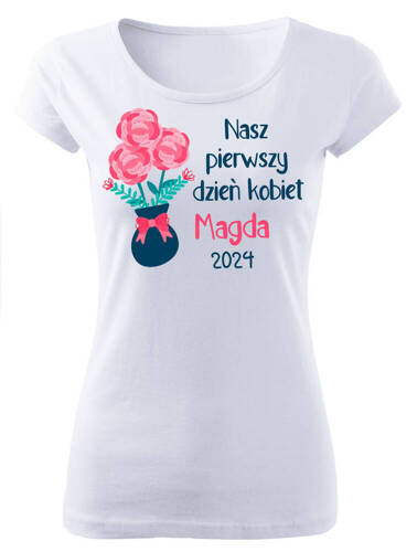 Koszulka damska "Nasz pierwszy Dzień Kobiet" Moocha biały