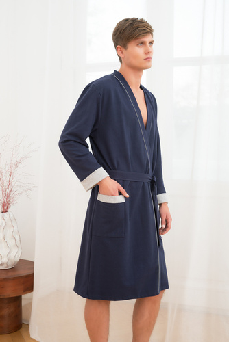 Szlafrok męski z kieszeniami Gabriel Italian Fashion- granat/melanż